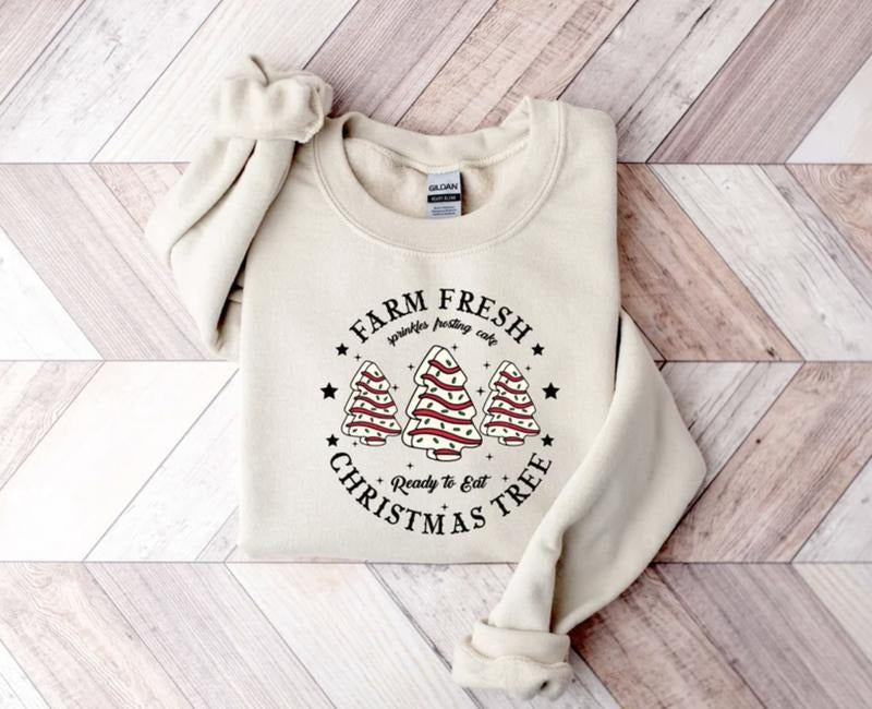 Farm Fresh Christmas Tree Sweatshirt/Shirt/Hoodie, Retro Crewneck, Gift For Girlfriend, Cotton, Print Tee | PrintMintTees.com