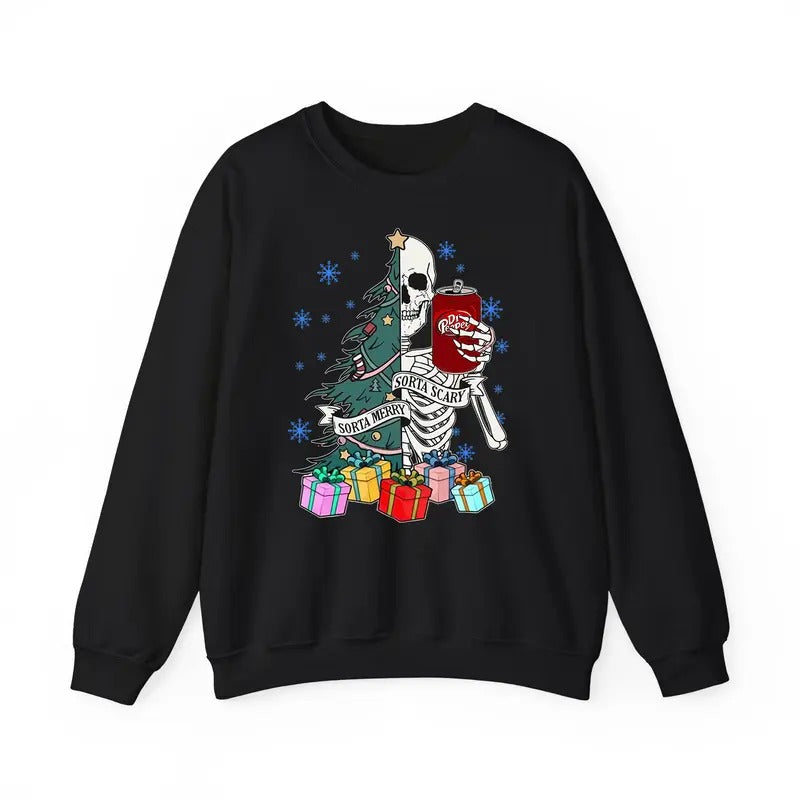 Dr Pepper Skeleton Christmas Sweatshirt/Shirt/Hoodie, Vintage Retro Crewneck, Cotton | PrintMintTees.com