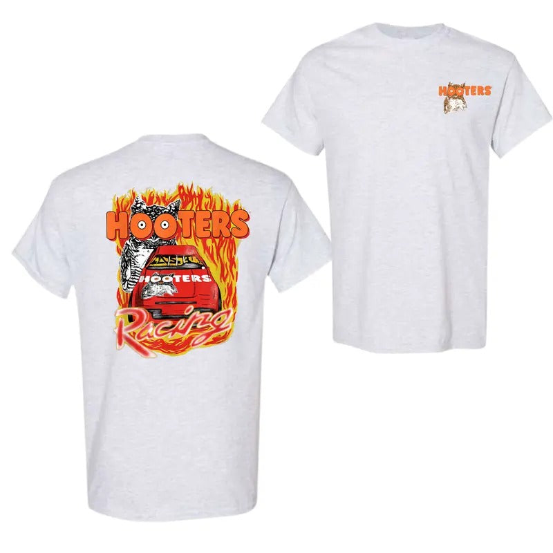 Hooters Adult Classic Fit Racing Flames T-Shirt, For Men, For Women Hoodie Sweatshirt | PrintMintTees.com