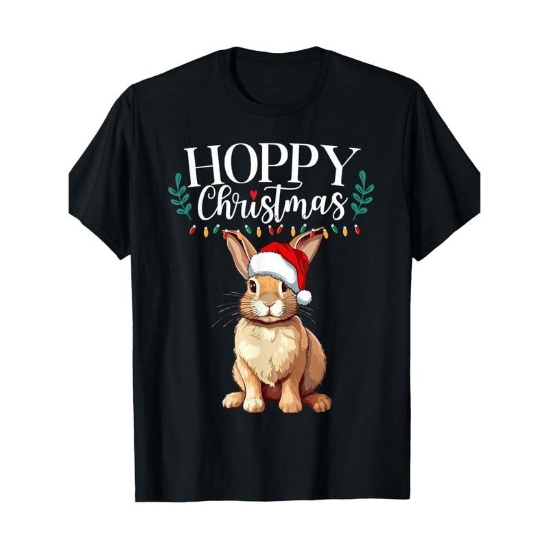 Hoppy Christmas Cute Bunny Christmas Funny Family Matching T-Shirt-220g 100% Cotton made in usa Hoodie Sweatshirt