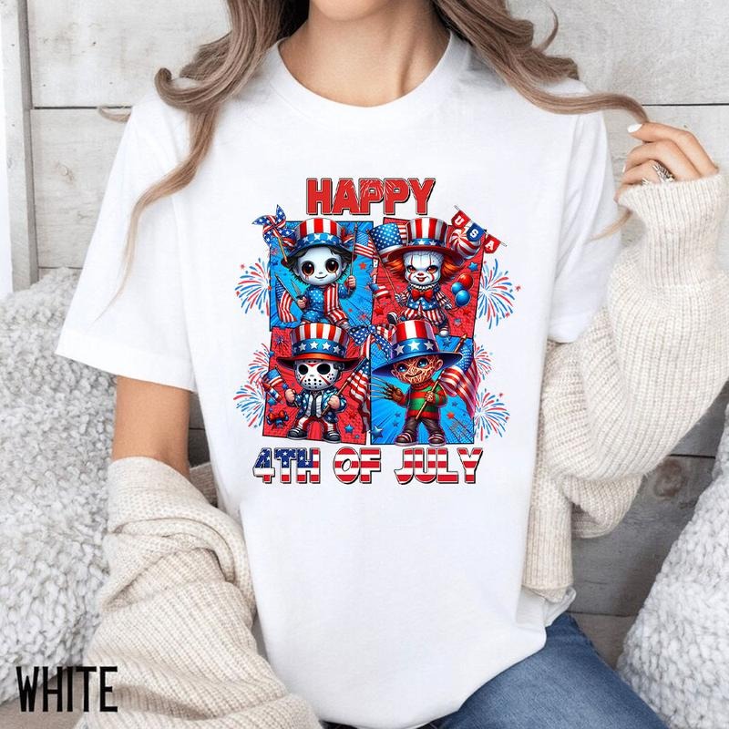 Horror Characters 4th Of July Shirt, Fourth Of July Shirt, Retro America Shirt, Memorial Day , Independence Day Hoodie...