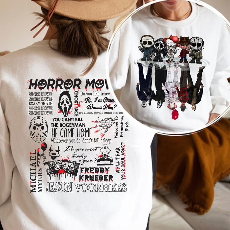 Horror Characters Friends Shirt, Halloween Horror Movie T-shirt, Friends Halloween Tee Hoodie Sweatshirt | PrintMintTees.com