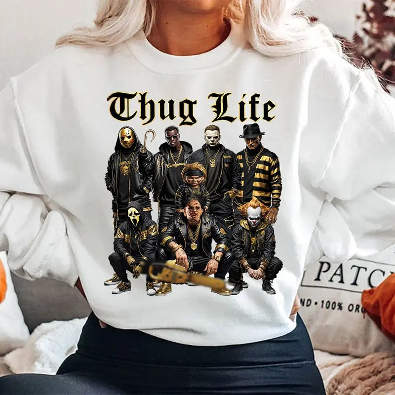 Horror Characters Shirt, Halloween Thug Life Shirts, Trending Graphic Tee Hoodie Sweatshirt | PrintMintTees.com
