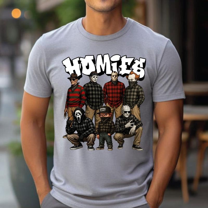 Horror Chicano HOMIES Shirt, Horror Characters Shirt, Halloween Graphic Tee Hoodie Sweatshirt | PrintMintTees.com