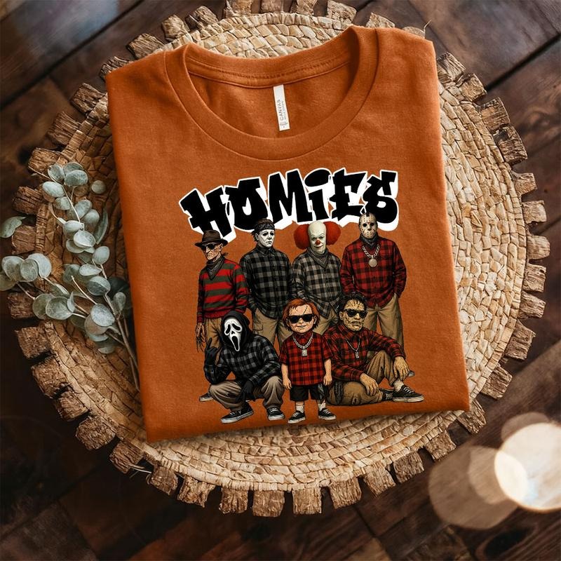 Horror Chicano HOMIES Shirt, Horror Characters Shirt, Halloween Graphic Tee style 02 Hoodie Sweatshirt | PrintMintTees.com