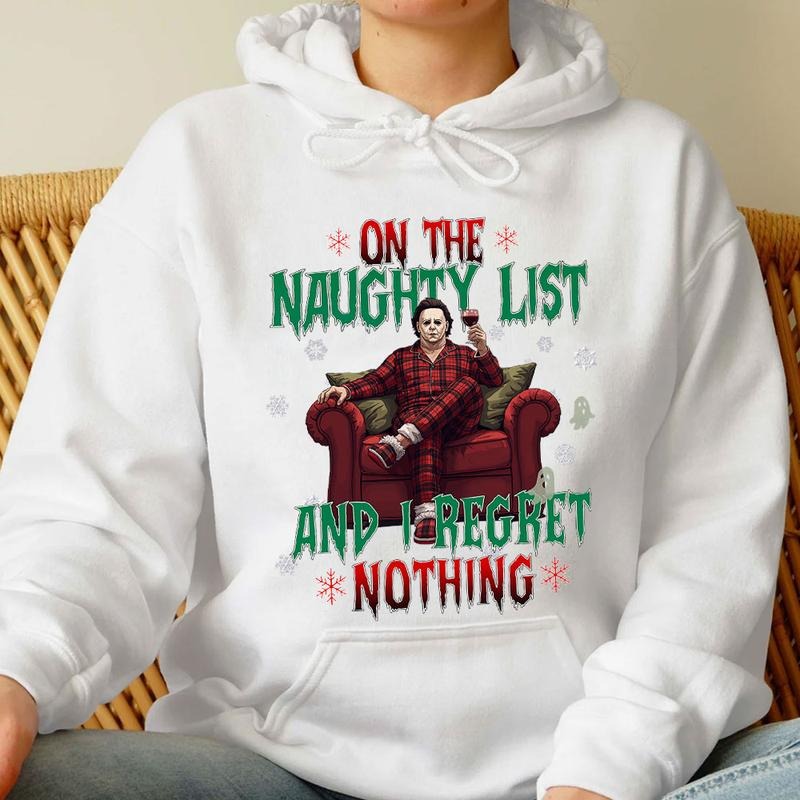 Horror On Naughty List Shirt, Movie Killer Christmas Shirt, Scary Halloween Sweatshirt, Waiting For Christmas Shirt,...