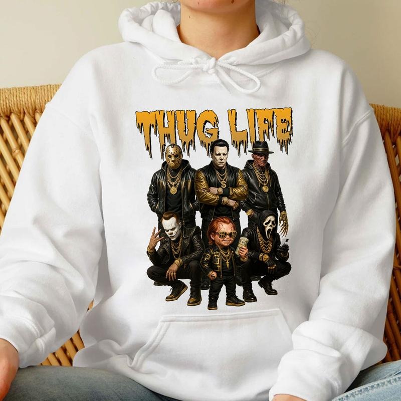 Horror THUG LIFE Shirt, Movie Killer Shirt, Scary Halloween Sweatshirt, Horror Friend Tee, Trending Graphic Shirt Hoodie