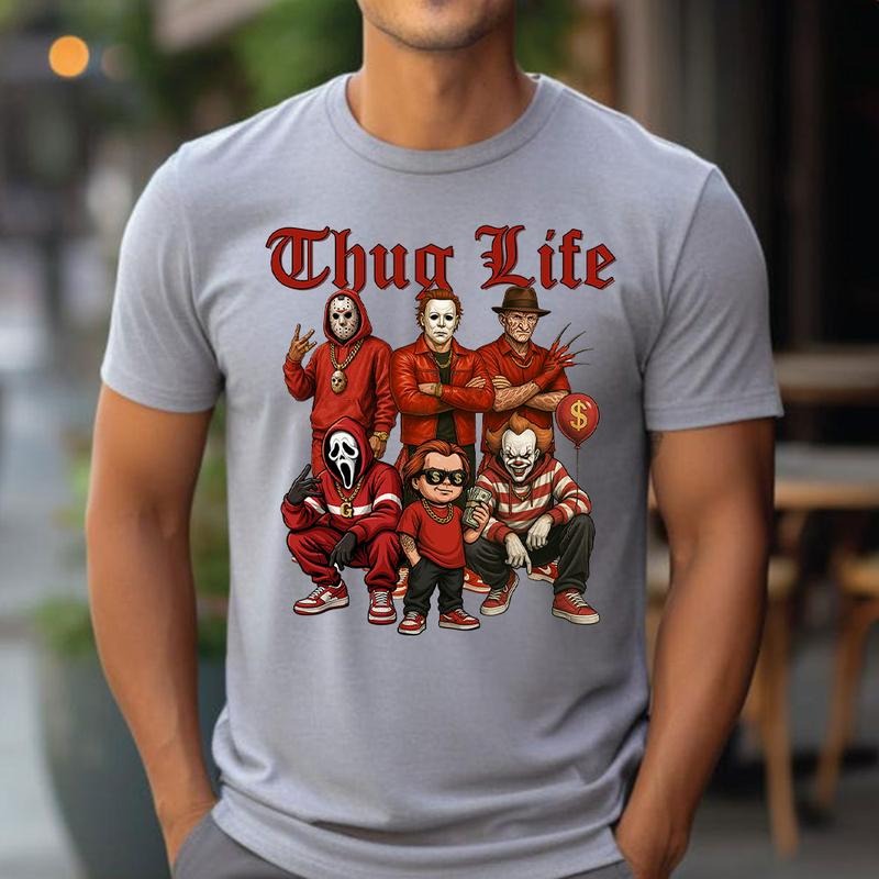 Horror ThugLife Shirt, Movie Killer Shirt, Scary Halloween Sweatshirt, Horror Friend Tee, Trending Graphic Shirt style 03...
