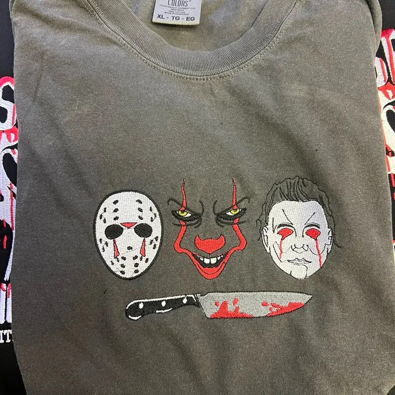 Horror guys embroidered tshirt for men and women . Hoodie Sweatshirt | PrintMintTees.com