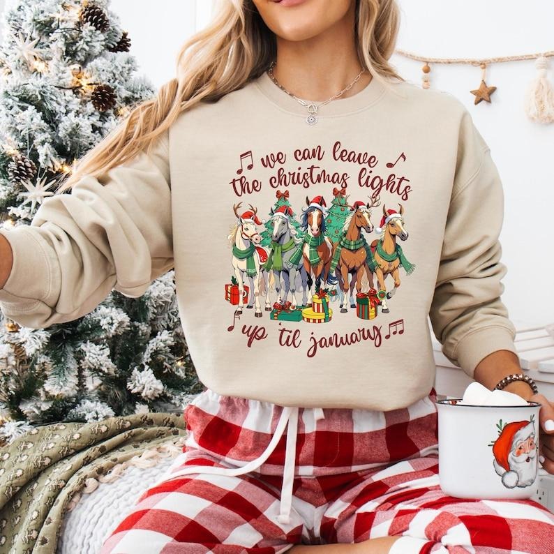 Horse Christmas Sweatshirt, Horse Lover Christmas Shirt, Horse Farm T-shirt, Western Christmas Shirt, Xmas Farming...
