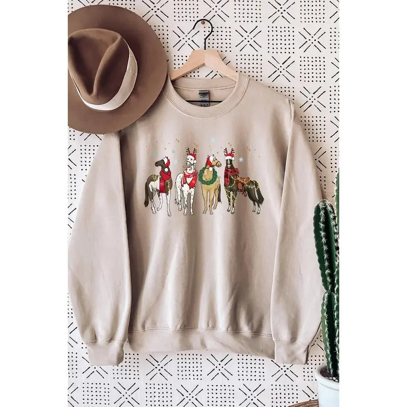 Horse Country Christmas Unisex NuBlend Crew Sweatshirt Shirt Hoodie | PrintMintTees.com