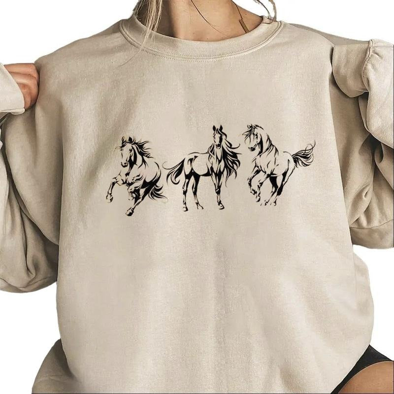 Horse Lover Sweatshirt, Gift Animal Lover T-shirt Country Girl Hoodie Unisex Farm Girl Cotton Womenswear | PrintMintTees.com