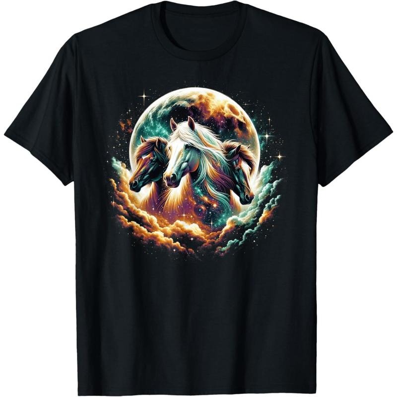 Horse Shirts For Women Teen Girls Horses Moon Graphic T-Shirt made in usa Hoodie Sweatshirt | PrintMintTees.com