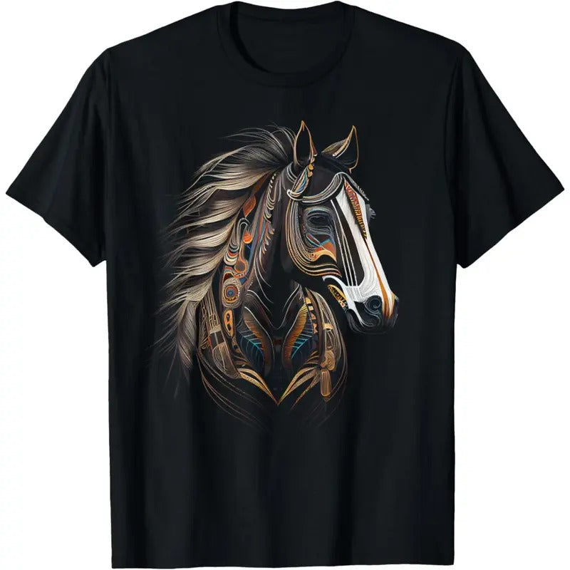 Horse Tribal Abstract Art Native American Graphic T-Shirt made in usa Hoodie Sweatshirt | PrintMintTees.com