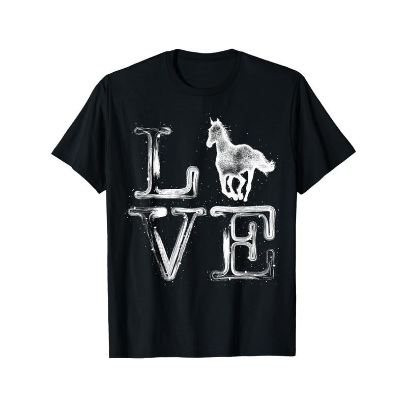 Horse Watercolor I Love Horses Horseback Riding Equestrian T-Shirt made in usa Hoodie Sweatshirt | PrintMintTees.com