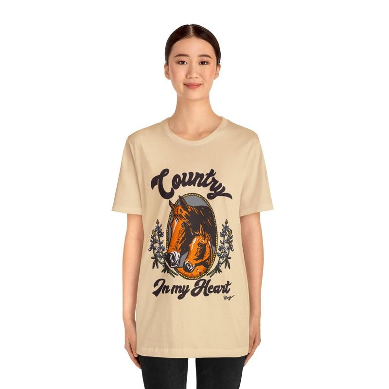 Horse, El Ray Art Unisex Jersey Short Sleeve Tee, Country In My Heart Shirt, Cowgirl Tee, Vintage Cowgirl, Vintage...