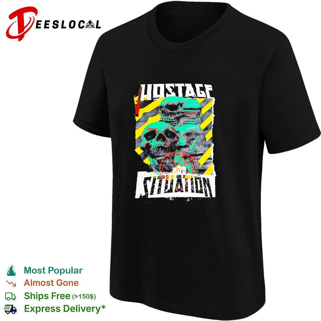 Hostage Situation skull and caution tape aesthetic shirt