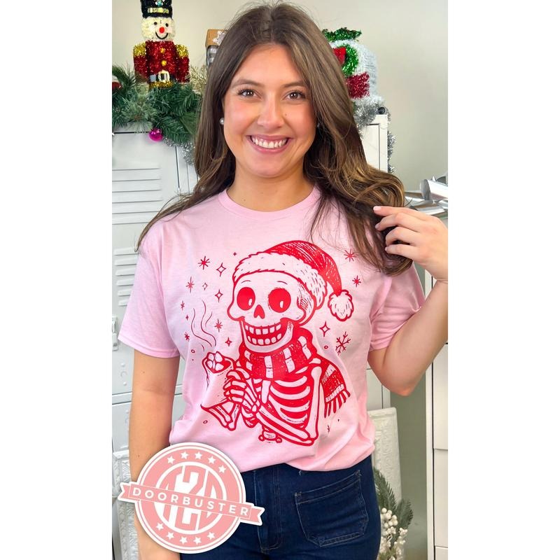Hot Cocoa Christmas Skeleton Graphic T-Shirt Hoodie Sweatshirt | PrintMintTees.com