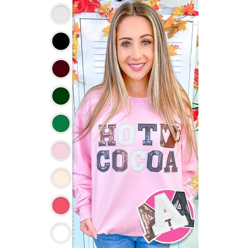 Hot Cocoa Sequin Graphic Sweatshirt Shirt Hoodie | PrintMintTees.com