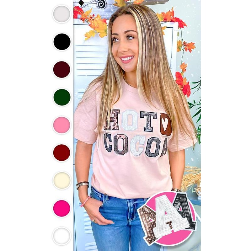 Hot Cocoa Sequin Graphic T-Shirt Hoodie Sweatshirt | PrintMintTees.com