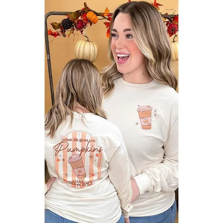 Hot Coffee Pumpkin Spice Graphic Long Sleeve T-Shirt Hoodie Sweatshirt | PrintMintTees.com