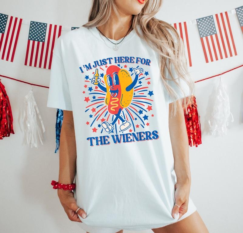 Hot Dog I'm Just Here For The Wieners 4th Of July Shirt, Fourth Of July, Patriotic 4th Of July Shirt, American Shirt,...