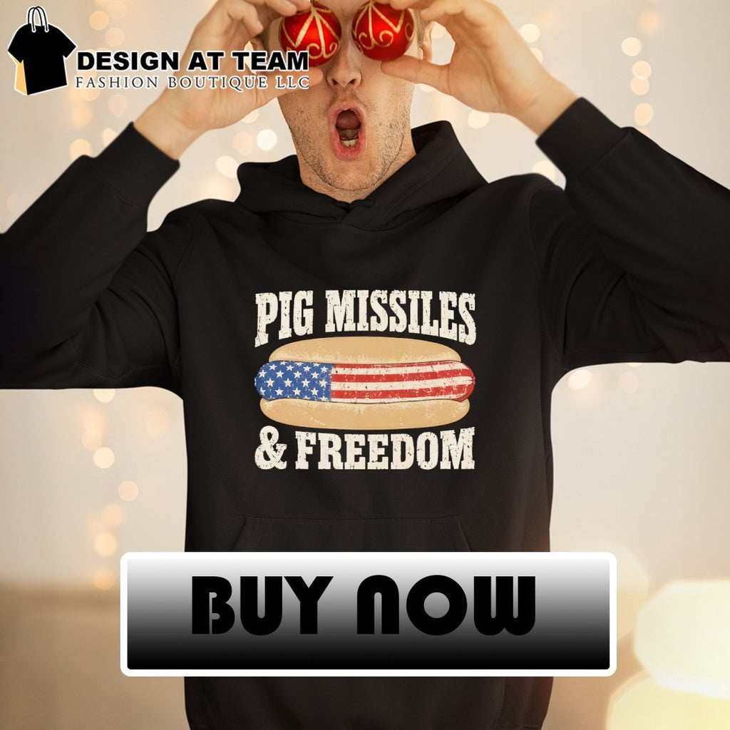 Hotdog Pig Missiles and Freedom American flag 2026 shirt