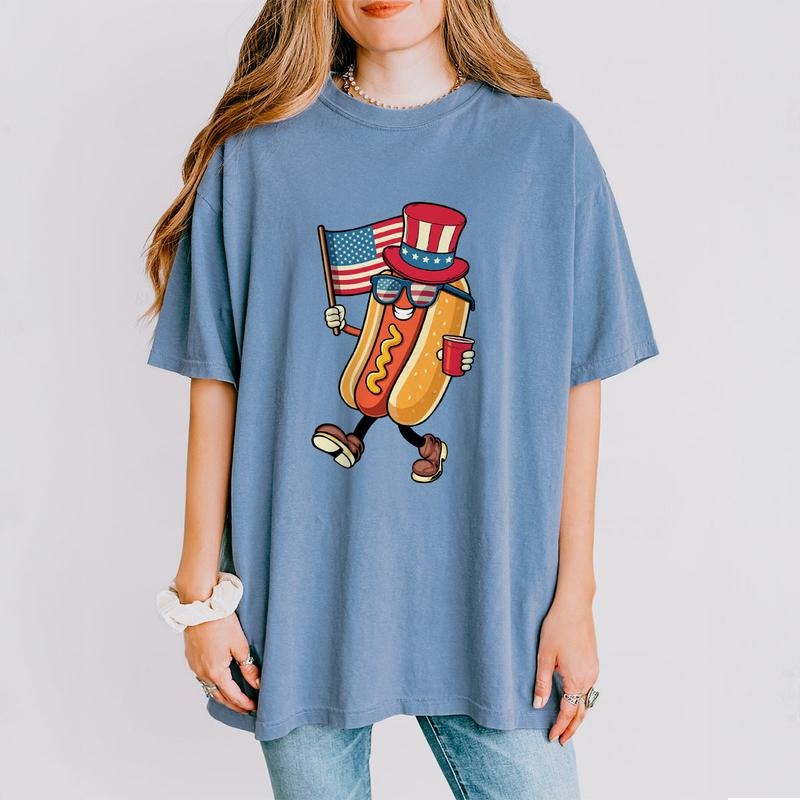 Hotdog Sunglasses American Flag Shirt, Funny USA T-Shirt, Funny 4th Of July Cofmort Tee, Fourth Of July Shirt,...