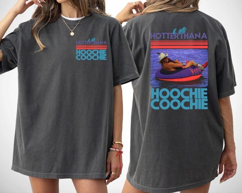 Hotter Than A Hoochie Coochie Tshirt, Meme Summer Vacation T-Shirt, Music Lover Tee, 90s Country Music, Trendy Tee Hoodie...
