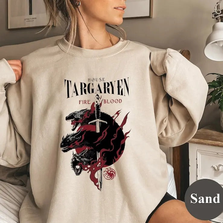 House Targaryen, Fire And Blood Sweatshirt, Game Of Thrones Sweatshirt, Popular Movie ,House Of Dragon Shirt Hoodie