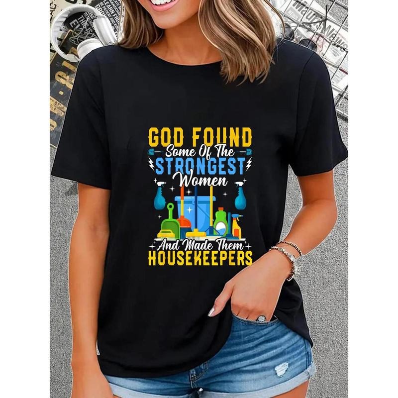 Housekeeping Women Housekeeper Cleaner Cleaning T-Shirt Round Neck Short Sleeve T-Shirt Women'S Men Graphic Tee style 02...