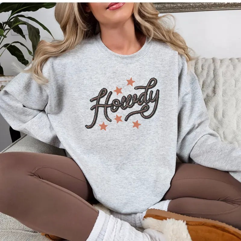 Howdy Sweatshirt, Trendy Cowgirl Sweatshirt, Cute Cowgirl Sweatshirt, Howdy Shirt Full Color Print Hoodie | PrintMintTees.com