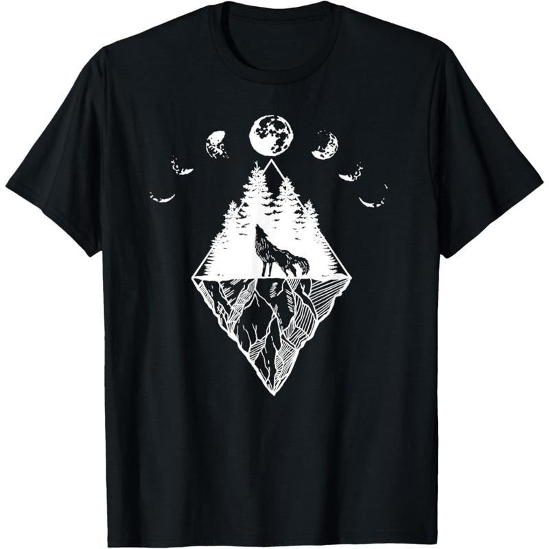 Howling Wolf Phases Of The Moon T-Shirt  made in usa Hoodie Sweatshirt | PrintMintTees.com