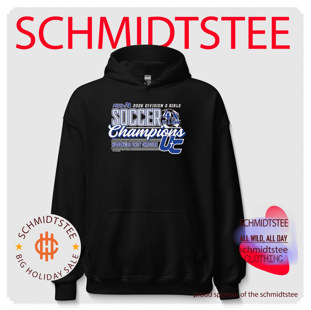Hudsonville Unity Christian 2026 MHSAA Girls Soccer D2 4x in a Row Champions shirt