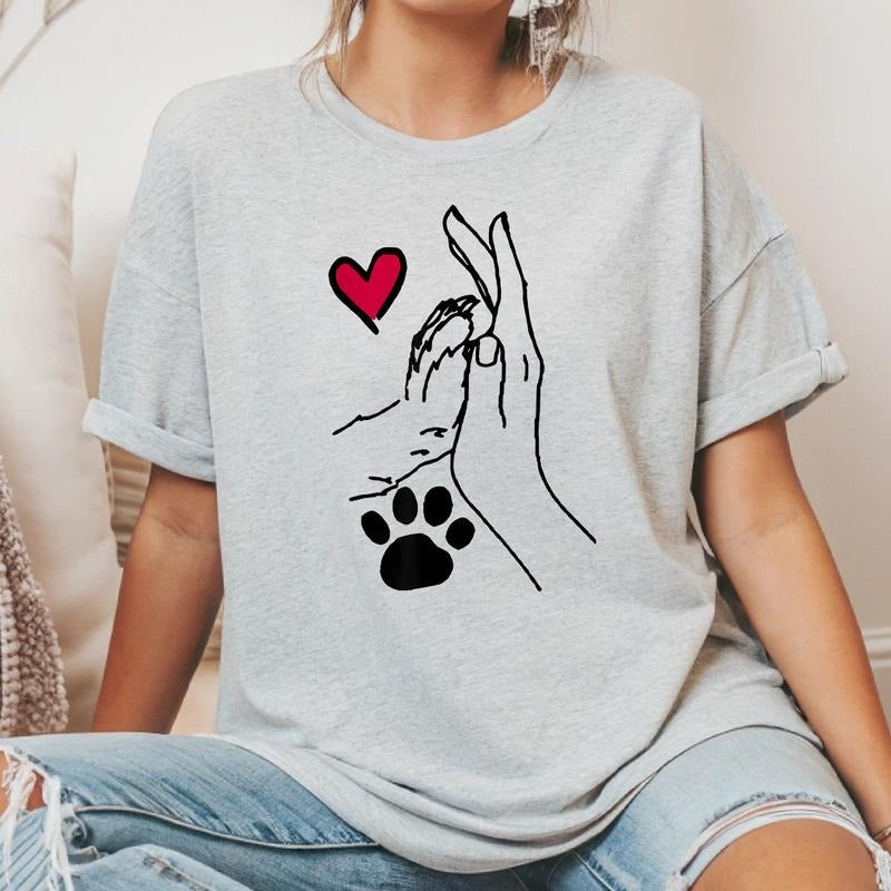 Human And Dog Or Cat Paw High Five Dog Human Friendship T-Shirt, Paw Friend Shirt, Friendship Fist T-Shirt, Animal Lover...