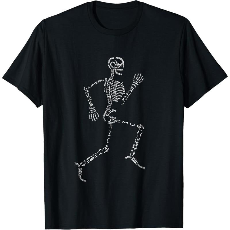 Human Skeleton Running Bone Names Anatomy Labels for Geeks T-Shirt made in usa Hoodie Sweatshirt | PrintMintTees.com