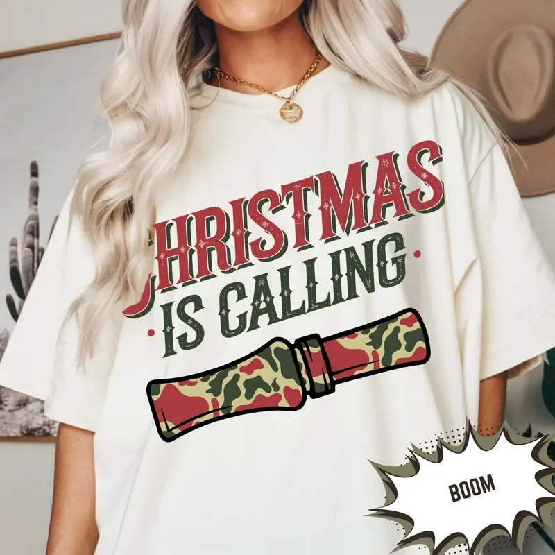 Hunting Christmas Camo Duck Hunting Unisex Crewneck Shirt, Camo Pattern Christmas Theme Shirt coquette christmas Hoodie...