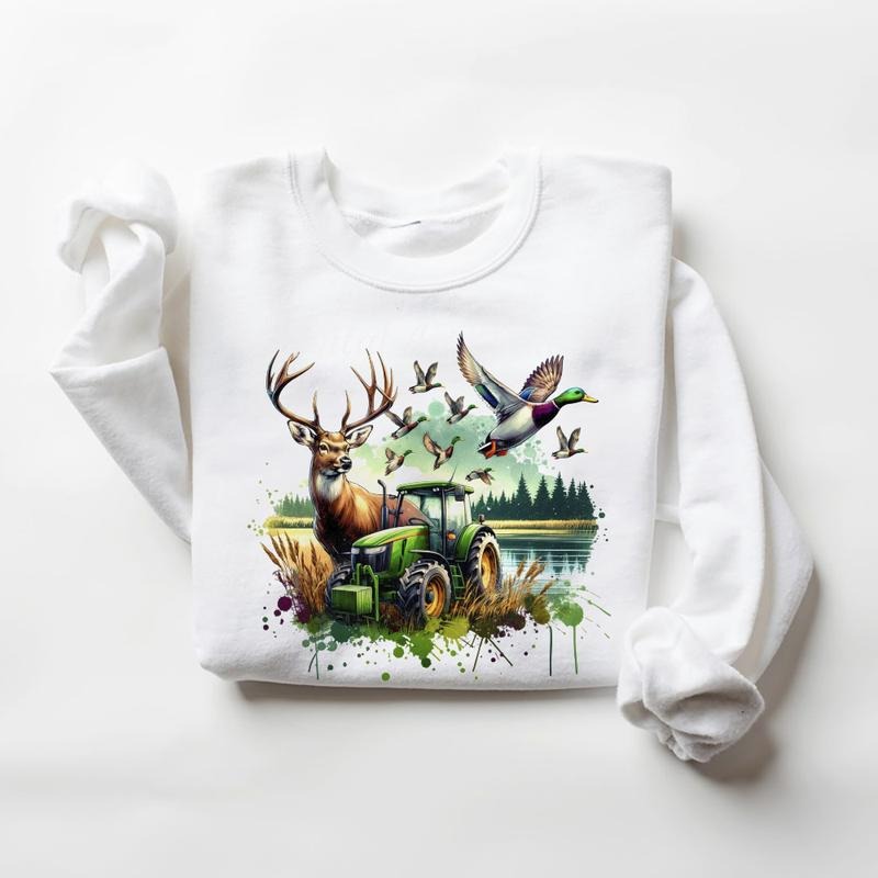 Hunting Farming Fishing Deer T-Shirt Sweatshirt Unisex Hoodie Hunting Season 2025 tee Cotton Womenswear | PrintMintTees.com