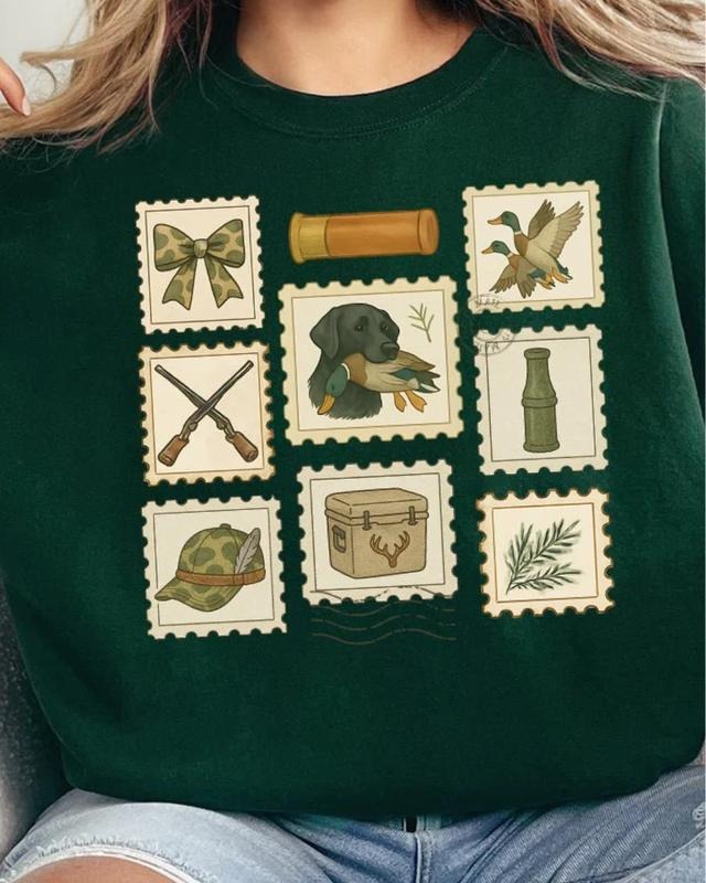 Hunting Stamps Heavy-weight Crew Sweatshirt Shirt Hoodie | PrintMintTees.com