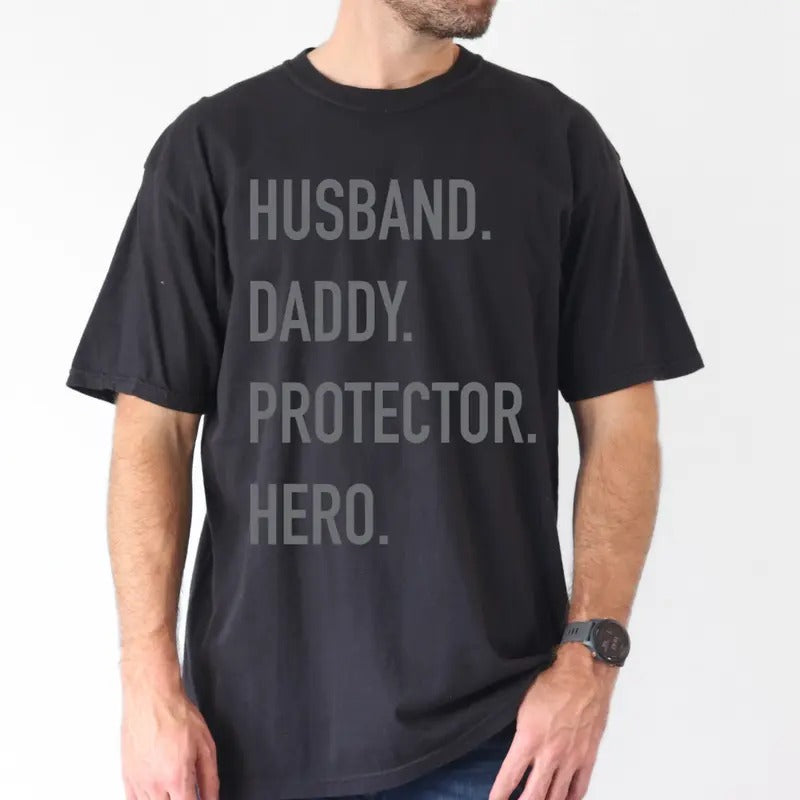Husband Daddy Protector Hero Shirt, Father's Day Gift, Dad Shirt, Girl Dad Shirt, Mens Cotton Casual Shirt, Shirt for...
