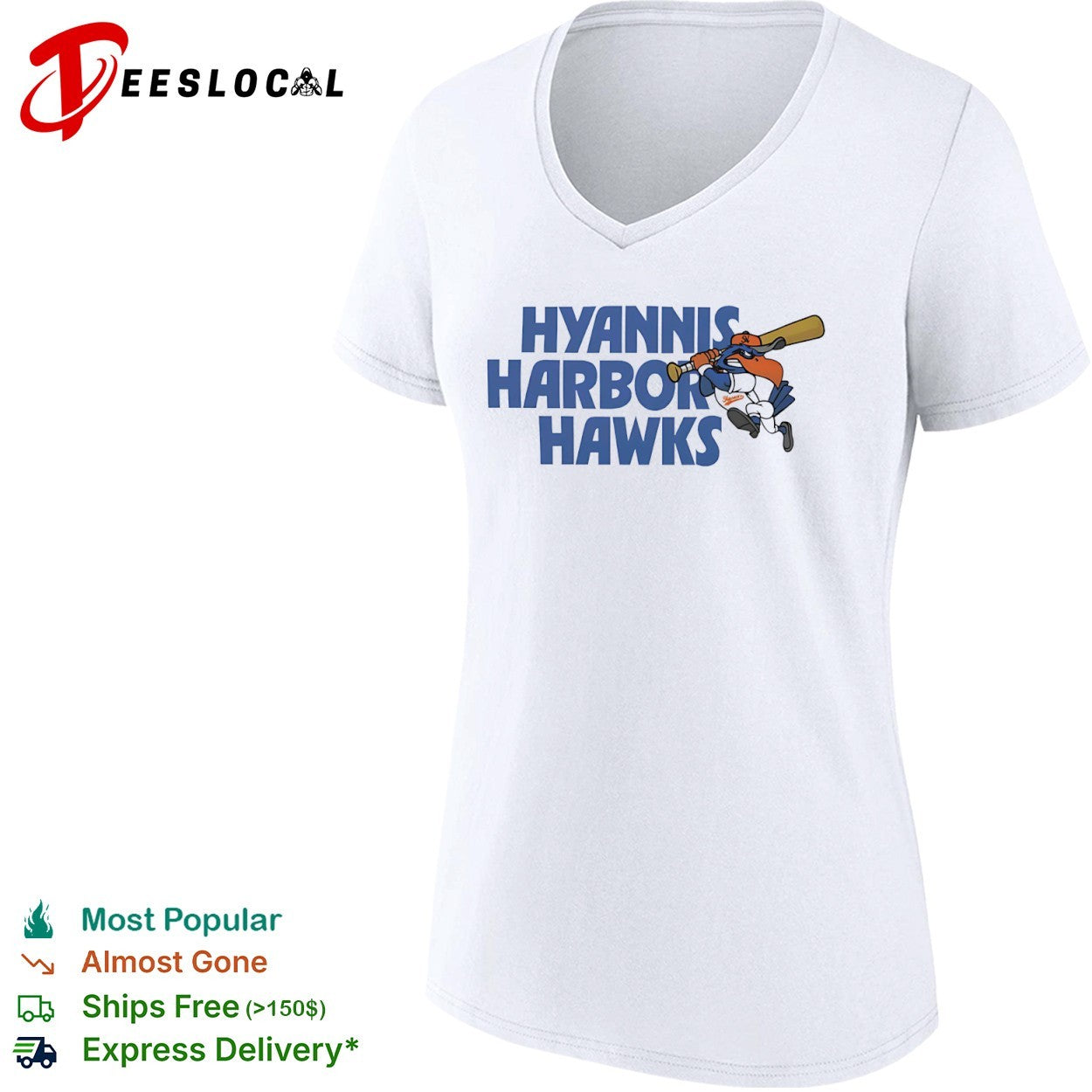 Hyannis Harbor Hawks Baseball Team Logo Mascot Character Cape Cod League shirt