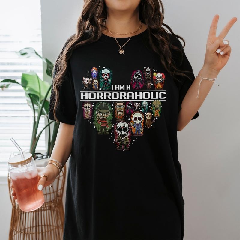 I Am A Horroraholic Michael Myers Freddy Krueger Jason Voorhees Ghostface Halloween Shirt Hoodie Sweatshirt