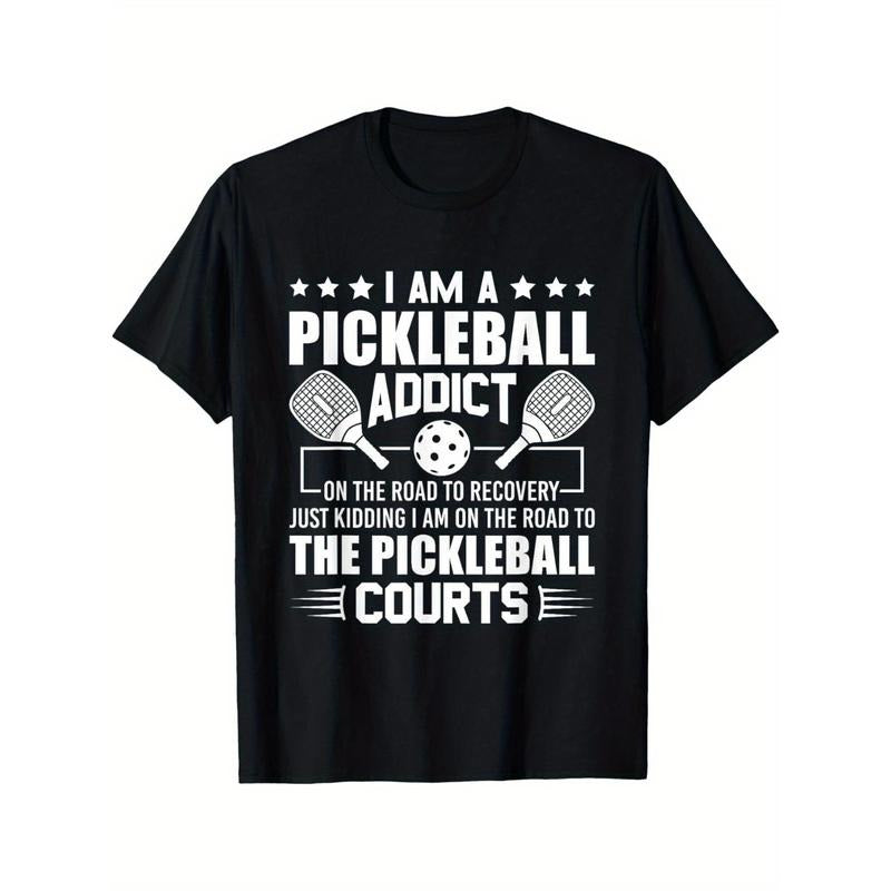 I Am A Pickleball Addict On The Road To Recovery Dink T-Shirt Men's Pure Cotton Short Sleeve T-Shirt made in usa Hoodie...