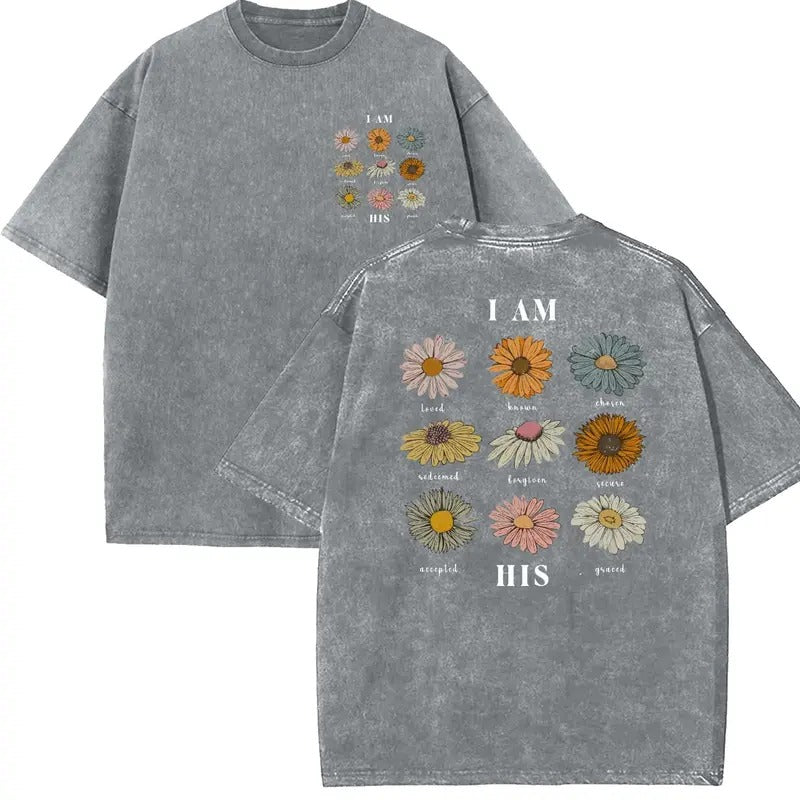 I Am His Unisex Washed T-Shirt, Christian t shirts, Vintage 90s Graphic Tee, Gift Top Womenswear Hoodie, Sweatshirt