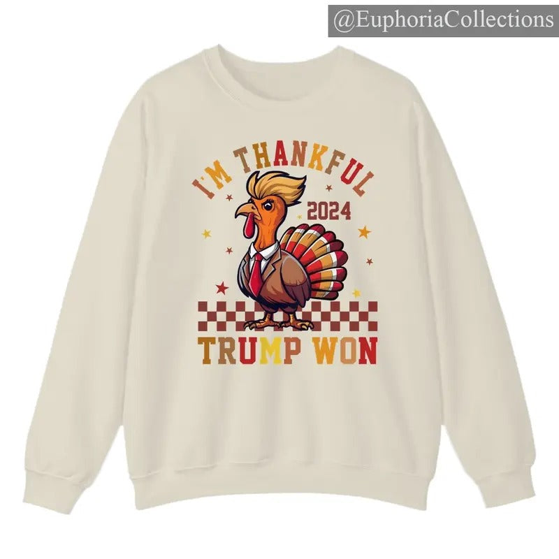 I Am Thankful #Trump Won Again Thanksgiving Winner Turkey Dinner Chicken 2024 T-Shirt, Sweater, Hoodie , Global Trending...