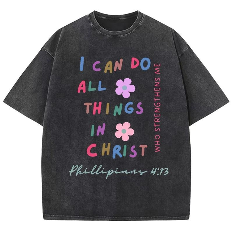 I Can Do All Things In Christ Unisex Washed T-Shirt, Christian t shirts, Christian Jesus  t shirts, Vintage 90s Graphic...