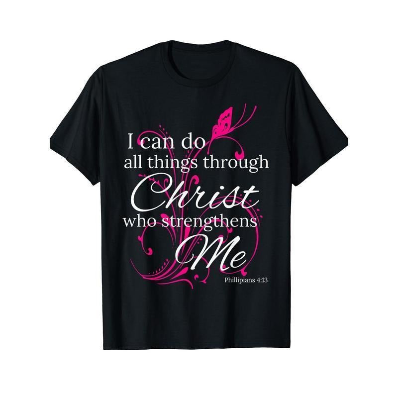 I Can Do All Things Through Christ Butterfly Art - Religious T-Shirt style 03 Hoodie Sweatshirt | PrintMintTees.com