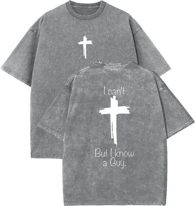 I Can't But I Know A Gay Unisex Washed T-Shirt, Christian t shirts, Vintage 90s Graphic Tee, Gift Top Womenswear Cotton...