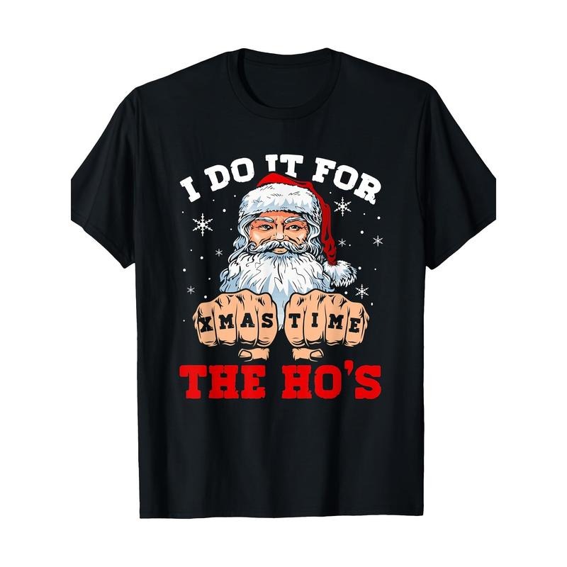 I Do It For The Ho's Fist Bump Santa Christmas Xmas Time T-Shirt-220g made in usa Hoodie Sweatshirt | PrintMintTees.com