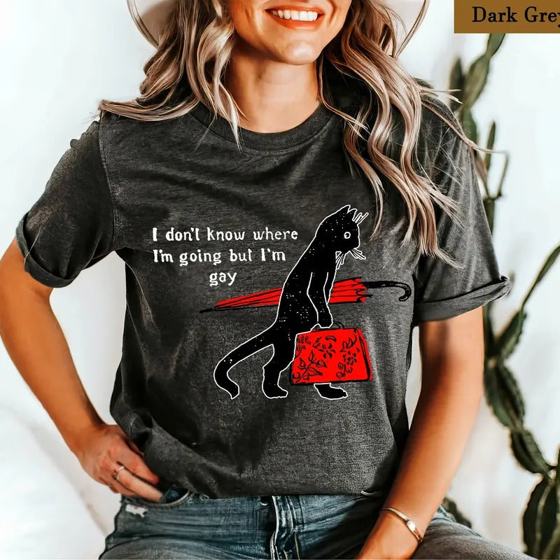 I Don't Know Where I'm Going But I'm Gay Funny Pride Shirt, Lgbtq Bisexual Lesbian Queer Trans Gay Shirt, Pride Month,...